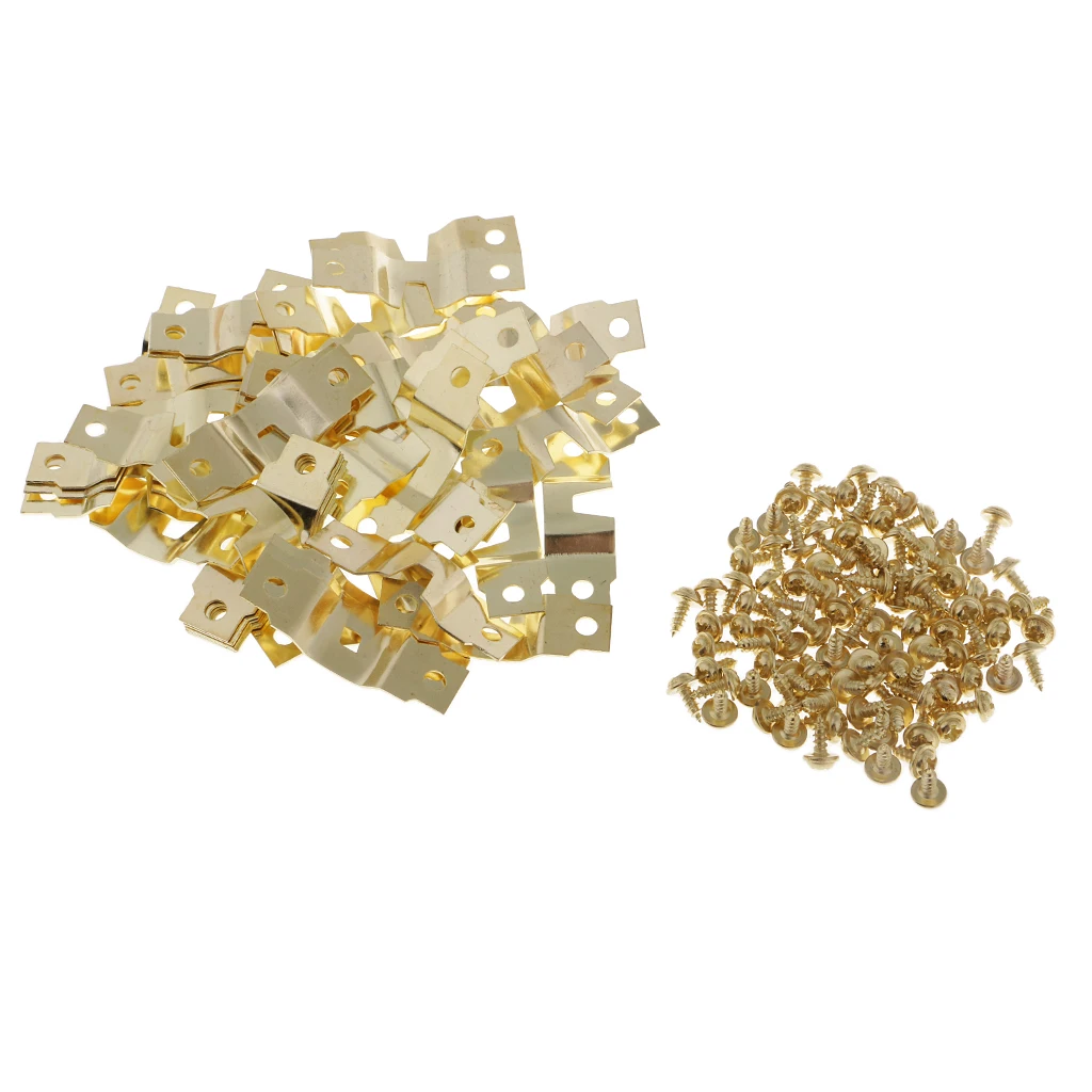 Gold as described 50 шт. металлическая фоторамка настенный подвесной вешалки с двойным отверстием с винтами 100 шт - Цвет: Gold as described