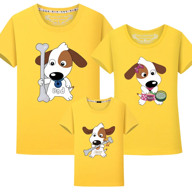 Футболки с рисунком собаки; хлопковая одежда с короткими рукавами; Ins; 5XL; одежда для папы, мамы, родителя и ребенка; одинаковые комплекты для семьи; подарки для детей; Прямая поставка