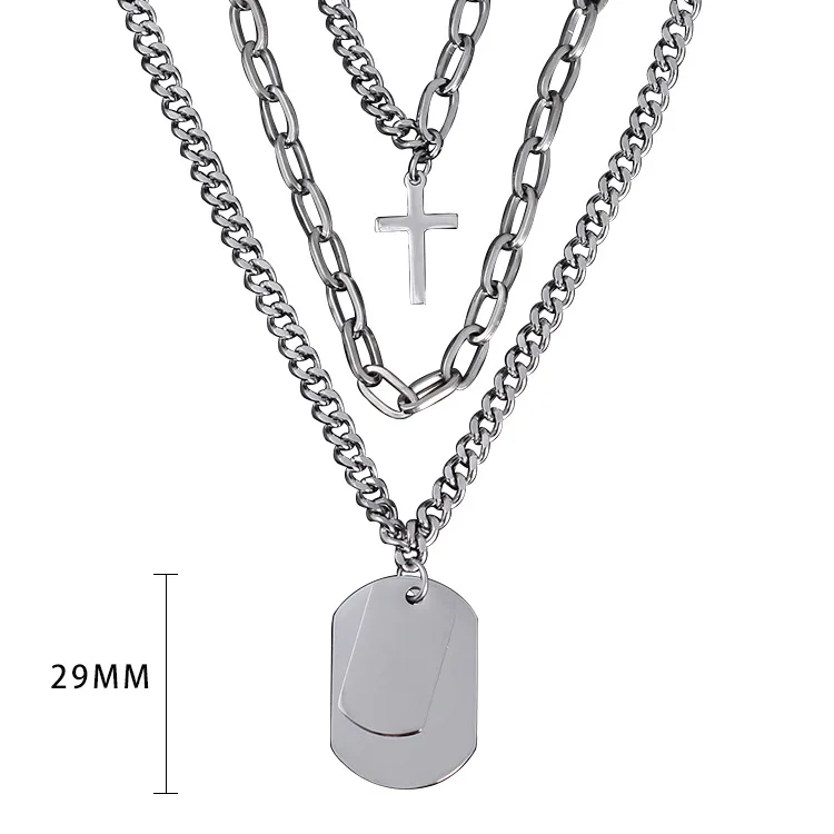 

[Titanium Steel Does Not Fade Necklace] Korean-style Hiphop-Style Trend Multilayer Versatile Splittable Cross Necklace