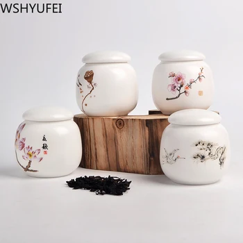 

Chinese Style Ceramic Tea Caddy Small Mini Portable Pu'er Green Tea Sealed Cans Coffee jar Storage Tanks Travel Tea Leaf Box