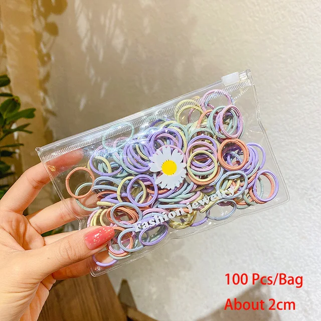 50/100/200 Pcs/Bag Children Cute Candy Cartoon Solid Elastic Hair Bands Girls Lovely Srunchies Rubber Bands Kid Hair Accessories Mix-17-100 Pcs