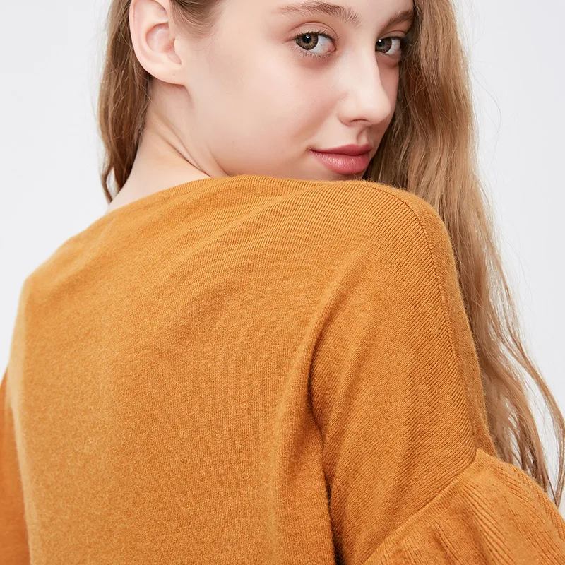 Vero Moda Новое поступление женские расклешенные рукава v-образным вырезом свободный крой гофрированные трикотажные | 318324523