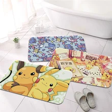 

Pika-chus Printed Flannel Floor Mat Bathroom Decor Carpet Non-Slip For Living Room Kitchen welcome Doormat
