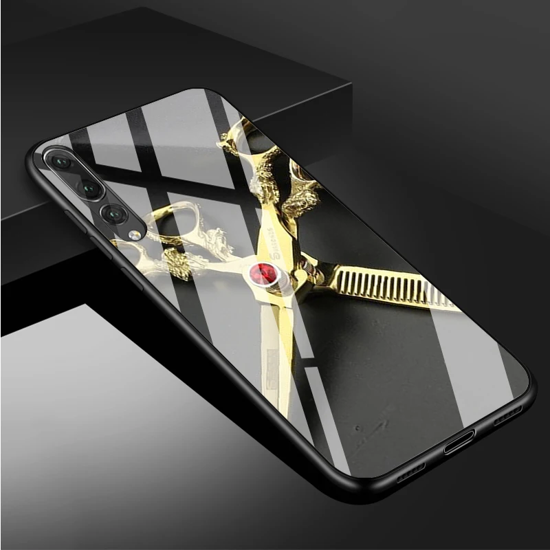 Barber Shop Hair Stylist tools Tempered Glass Phone Case For Huawei P20 P30 P40  P40 Lite Pro Psmart Mate 20 30 Cover Shell huawei snorkeling case