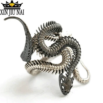 

Retro Exaggerated Snake Ring Men's Fashion Steampunk Snake Open Adjustable Ring Unisex Black gold evil cool snake bone Jewellery