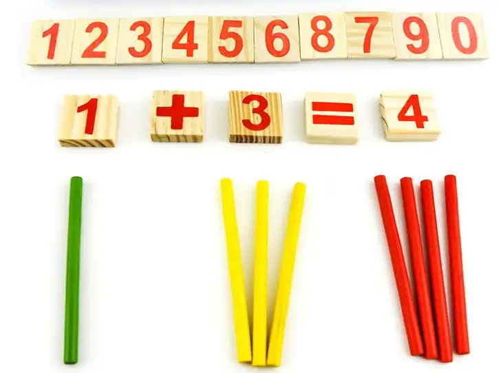 Montessori Wooden Number Math Game Sticks Box Educational Toy Puzzle Teaching Aids Set Materials wood toys Free shipping