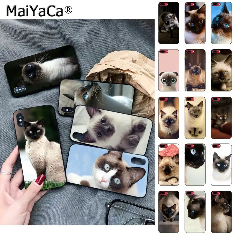 

MaiYaCa pet siamese cat Luxury Fashion Phone Case for Apple iphone 11 pro 8 7 66S Plus X 5S SE XS XR XS MAX Cellphones