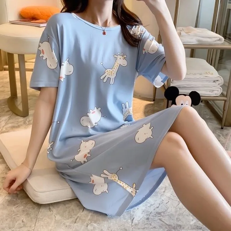 

Ночные рубашки женские розовые милые ночные рубашки с клубничным принтом большого размера 2XL длинная дизайнерская Милая Домашняя одежда Модная элегантная безвредная для кожи одежда для сна