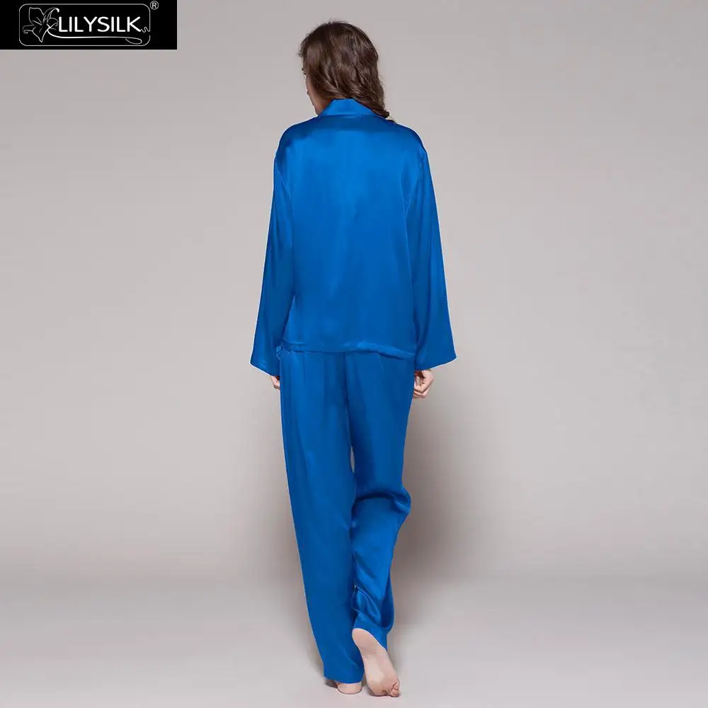 LilySilk 100, пижамный комплект, чистый шелк, пижама для сна, для отдыха, натуральный уход за кожей, для женщин, 22 Momme, с длинным рукавом, свадебная Пижама, для сна