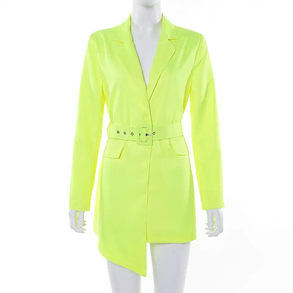 neon orange blazer dress