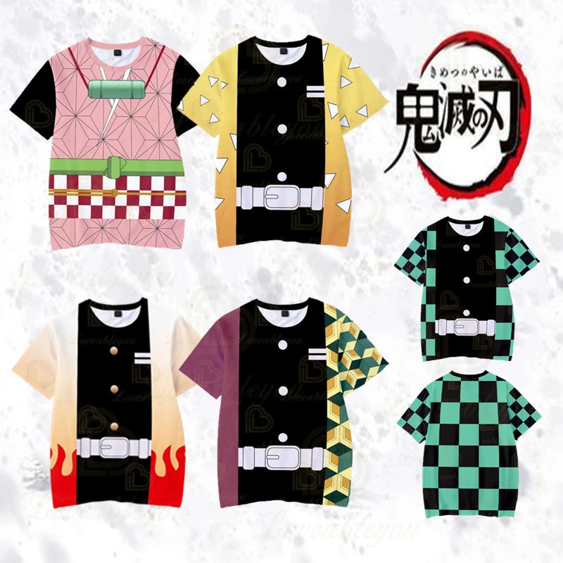Summer Tshirts 3d Print Short Sleeve Demon Slayer Kimetsu No Yaiba Kamado Tanjirou For Kids 100 160 Cosplay Men Tee Tops T Shirts Aliexpress