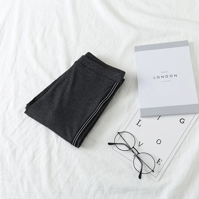 Dark Gray Корейские летние матовые Модальные боковые лямки эластичные брюки с высокой посадкой Удобные Леггинсы спортивные носки с силиконовой подошвой брюки женская одежда - Цвет: Dark Gray