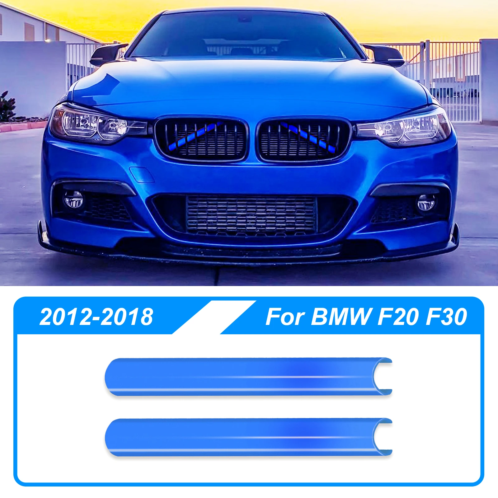 

Полоски для отделки передней решетки радиатора для BMW F30, F32, 3, 4 серии, синие полосы для отделки радиатора в спортивном стиле, Обложка рамы, украшения для автомобиля, наклейки