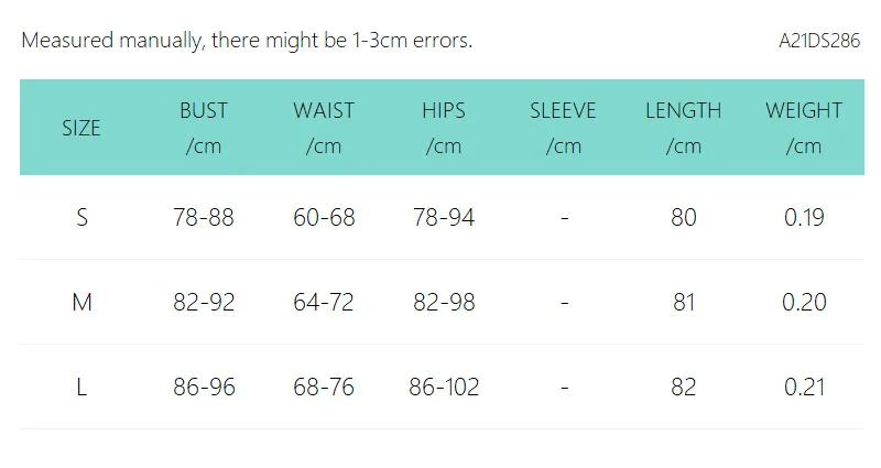 Klänning Dam - Storlekstabell