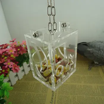 

Transparent Acrylic Bird Feeder Hang Foraging Toys Cockatiel Parrot Treat Hunt Feeds Pets Birds Accessories Feeding Cage