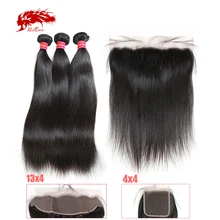 Aliexpress - Ali Queen 3Pcs Straight Human Hair Bundles With 13×4 HD Transparent Lace Front Brazilian Unprocessed Virgin Hair Double Drawn