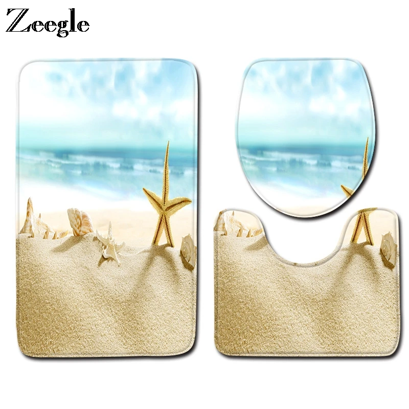 Bath Mat Set Anti Slip Bathroom Doormat Toilet Pedestal Rug Toilet Lid Cover Mat Absorbent Foot Mat Shower Mat 3pcs Toilet Set