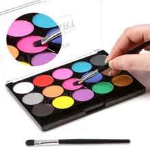 1 коробка, набор красок для лица, краска для тела, нетоксичные, для Хэллоуина, вечерние, 15 цветов, с двумя кистями