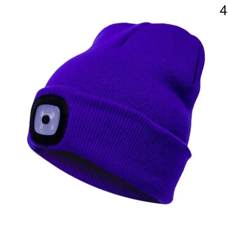 LED lamp cap knitted cap hands-free flashlight cap outdoor knitted winter fishing warm hat for hiking