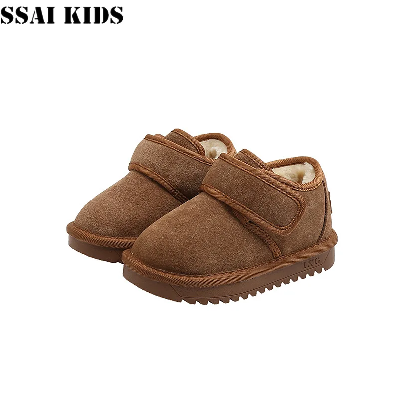 

SSAI KIDS Children's cotton shoes 2020 winter children's shoes boys snow boots frosted leather girls thermal ankle boots