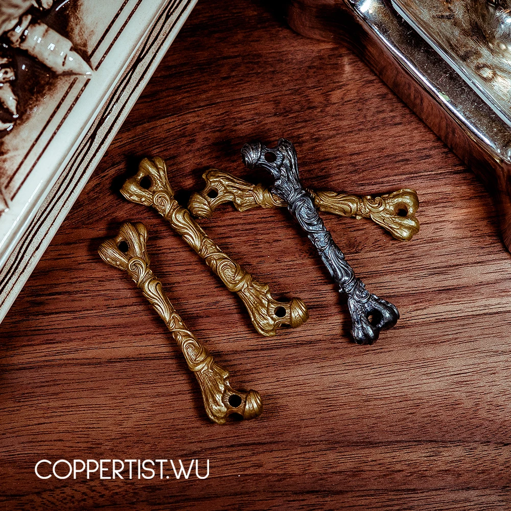 Coppertist. wu узорчатый костяной бронзовый брелок латунный брелок для ключей ручной работы Золотое модное кольцо для ключей с сумочкой кулон ручной работы