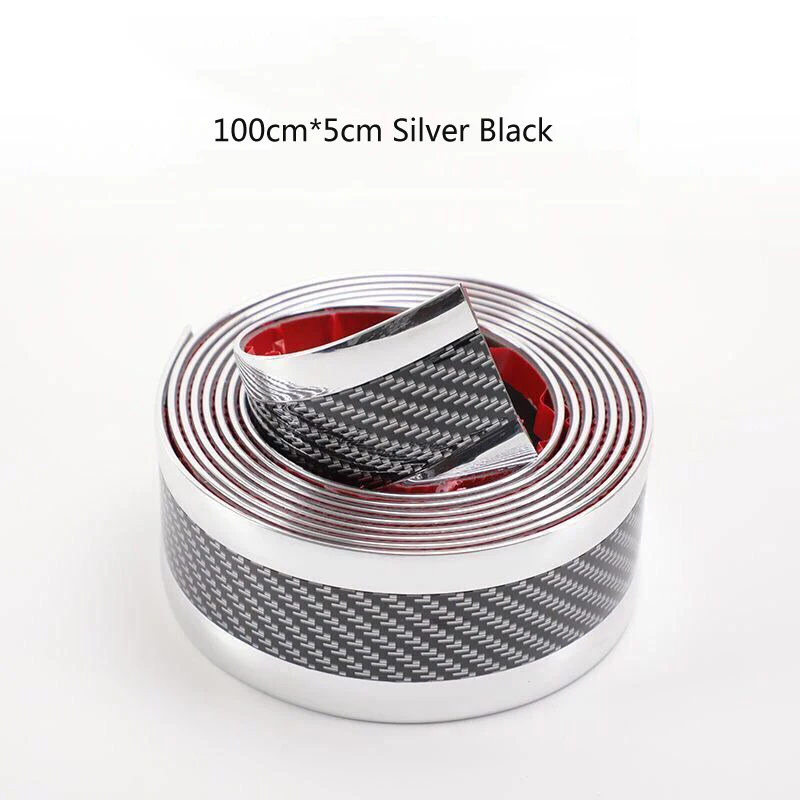 100X5cm Silver Black 1 метр резиновая формовочная полоска резиновая для автомобильной двери педаль отделка бампер DIY порога протектор края защита автомобиля Стайлинг - Цвет: 100X5cm Silver Black