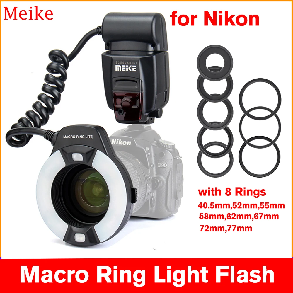 Meike MK-14EXT TTL Macro Ring Light Flash for Nikon D5100 D5200 D3200 D3100 D800 D90 D750 D600 D700 D5600 DSLR camera