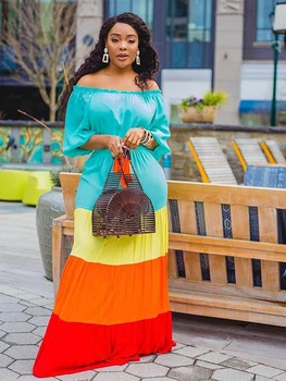 

Off The Shoulder Rainbow Gradient Vacation Dress Cover Up Beach Woman Bathing Suit Cover Ups Womens Tunic African Dress