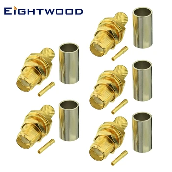 

Eightwood 5PCS SMA Jack Female Bulkhead Straight RF Coaxial Connector Adapter Crimp for RG58 LMR195 RG400 RG142 Coaxial Cable