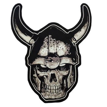 

Horned Helmet with Skull Embroidered Uniform Patch Thermal Stickers Iron on Garment for Motorcycle Biker Jackets Jeans Patches