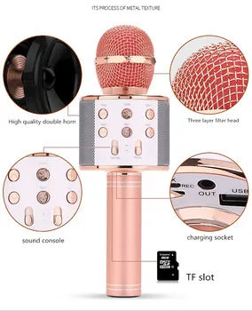 

WS 858 bluetooth karaoke microphone KTV wireless professional speaker consender handheld microfone radio studio record