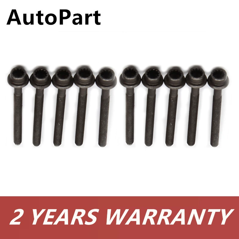 WHT000912 WHT 000 912 10PCSหัวกระบอกสูบเครื่องยนต์BoltสกรูสำหรับVW Golf ...