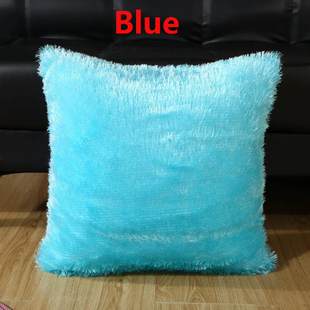 1PC Soft Plush Square Solid Waist Throw Pillow Case DIY Seat Home Decorative Pillow Cover 42cm Pom Pillowcase