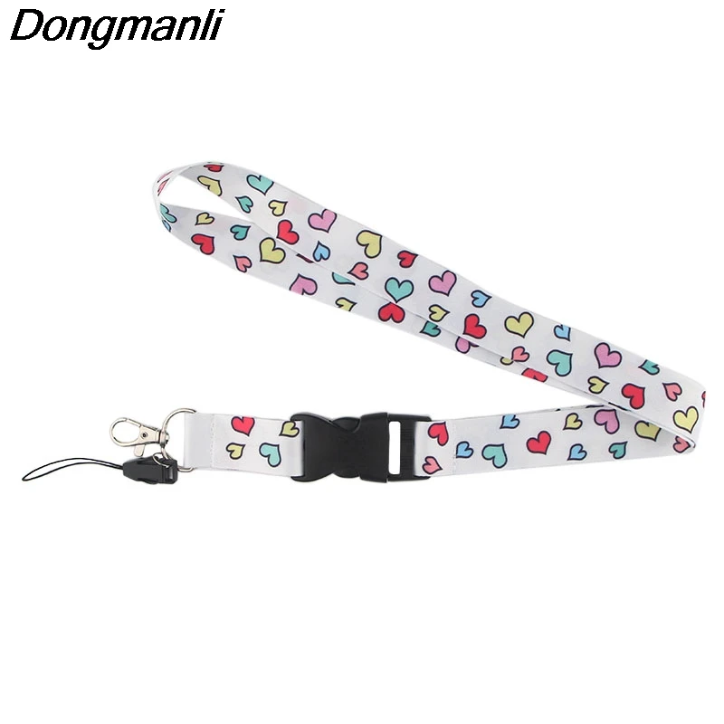 P3983 24 шт/лот Модный Цветной брелок в форме сердца Lanyards держатель удостоверения личности ID карта Пропуск Тренажерный зал мобильный телефон ключ ремень