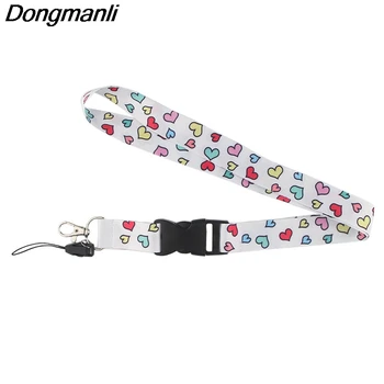 

P3983 Wholesale 24pcs/lot Fashion Colorful Heart Keychain Lanyards Id Badge Holder ID Card Pass Gym Mobile Phone Key Strap