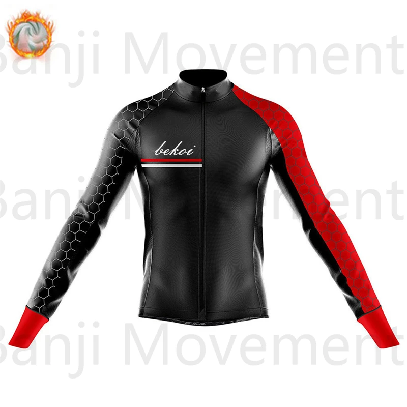 cycling jersey 6 Зимний термальный флисовый велокостюм для велоспорта, набор мужских велосипедных штанов Ropa Ciclismo Bi, Триатлон, облегающий костюм, куртка - Цвет: cycling jersey 6
