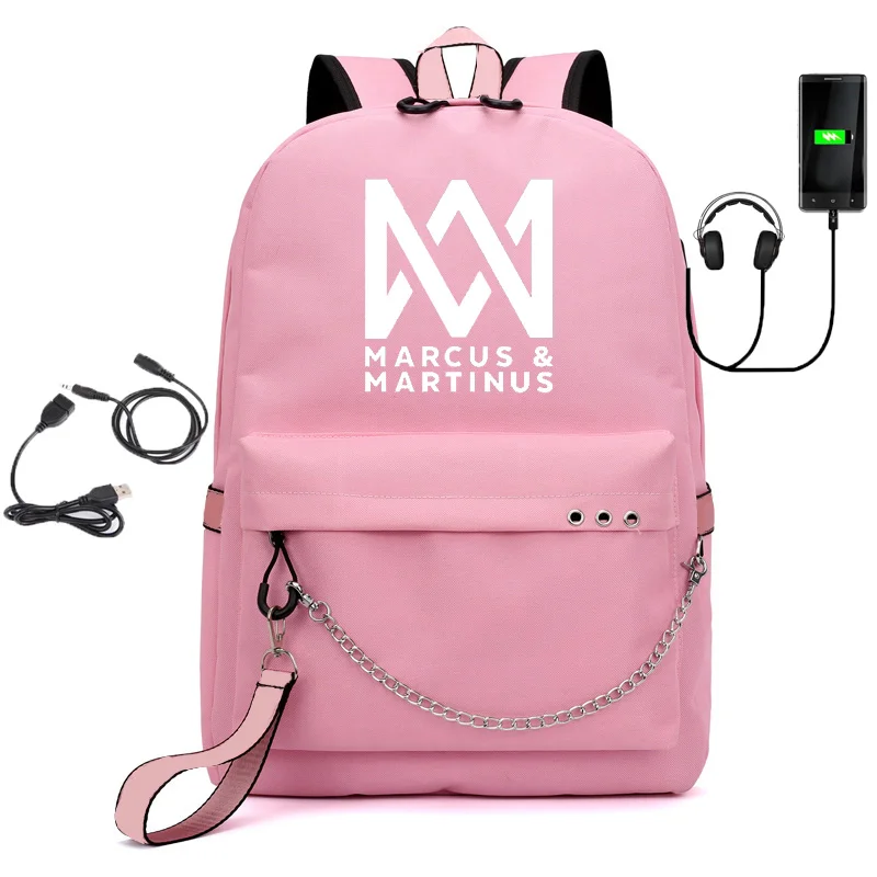 Pink B Имидо Маркус Мартинус рюкзаки для студентов яркие цвета плечи рюкзак с Usb кабелем подростковые девочки дорожные сумки Новая повседневная сумка - Цвет: Pink B