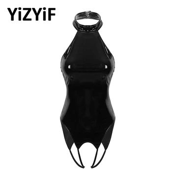 

One-piece Sexy Swimsuit Women Wet Look Patent Leather Swimwear Backless Bathing Suit Leotard Thong Bodysuit Summer Beach Wear