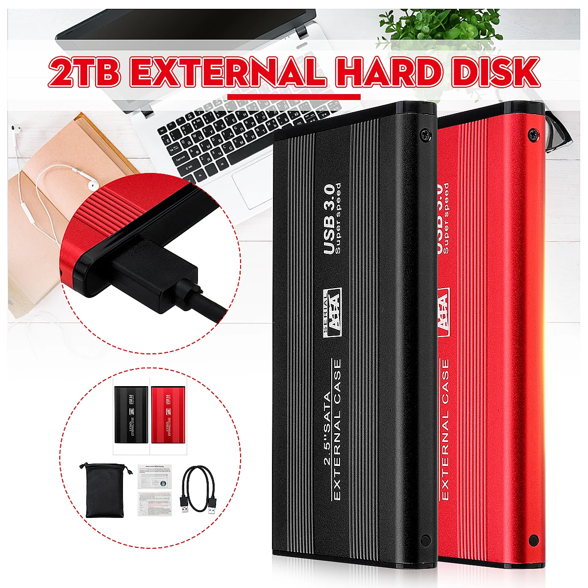 

Computer Neutral Hard Disk Black Upgrade 1T USB 3.0 Interface Efficient Support HDD/SSD Portable Hard Disk With USB Cable