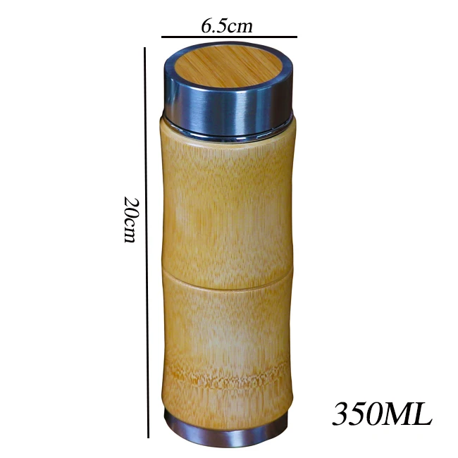 Креативная бутылка-термос из нержавеющей стали, чашка для хранения воды, кружка для кофе, напитков, вакуумная колба, Бамбуковая, подарок для путешествий, 350 мл, 400 мл, 500 мл - Цвет: 2j6.5X20cm350ml