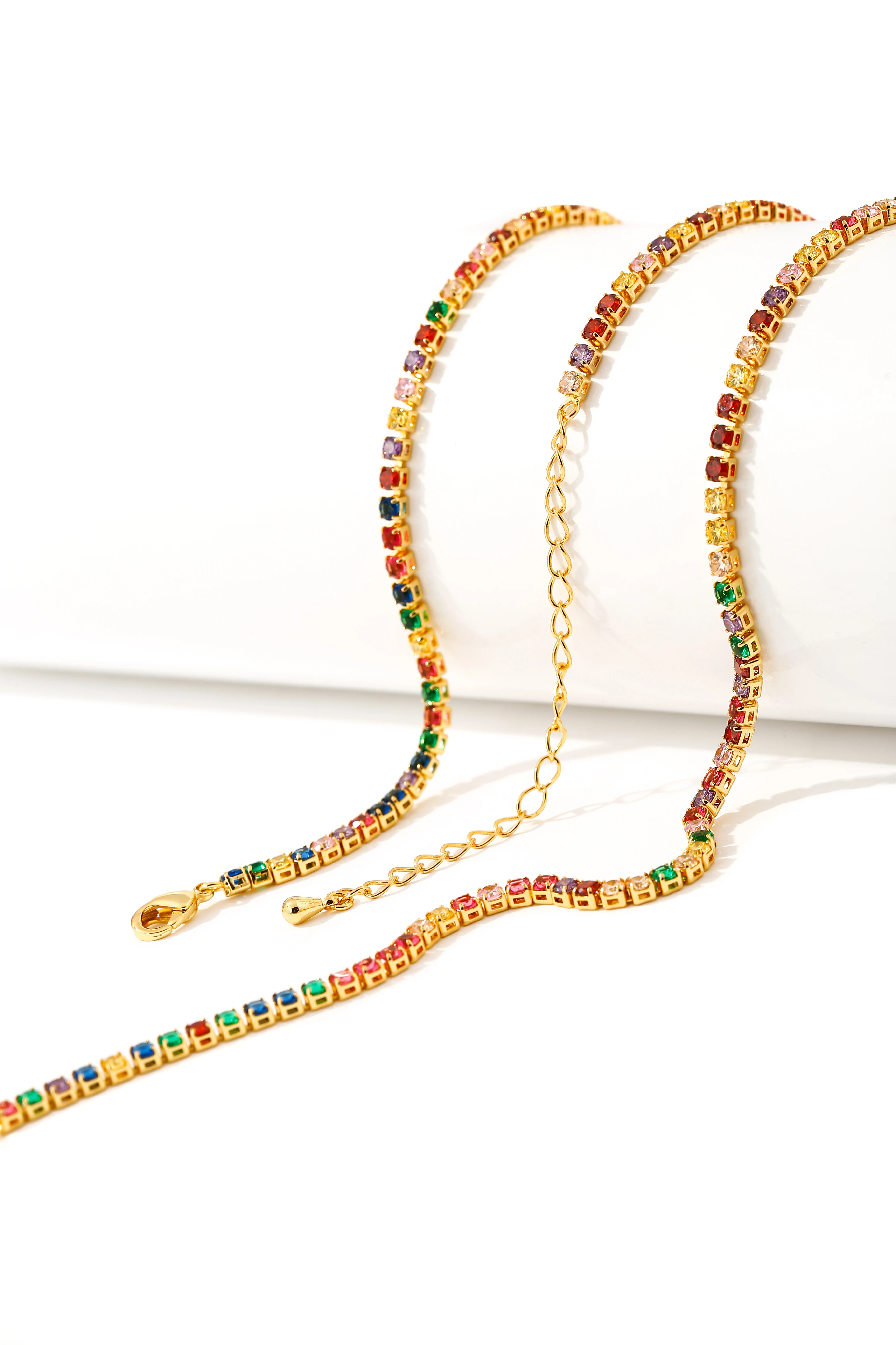 YMYW Colorful Cubic Zirconia Choker Necklace Gold Charm Rainbow Fashion Trendy Luxury Bohemia Necklace Jewelry for Woman Gift