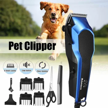 

Dog Clippers High Power Dog Trimmer Grooming Kit Quiet Pet Hair Clippers with 4 Comb Guides Scissor Comb Cleaning Brush