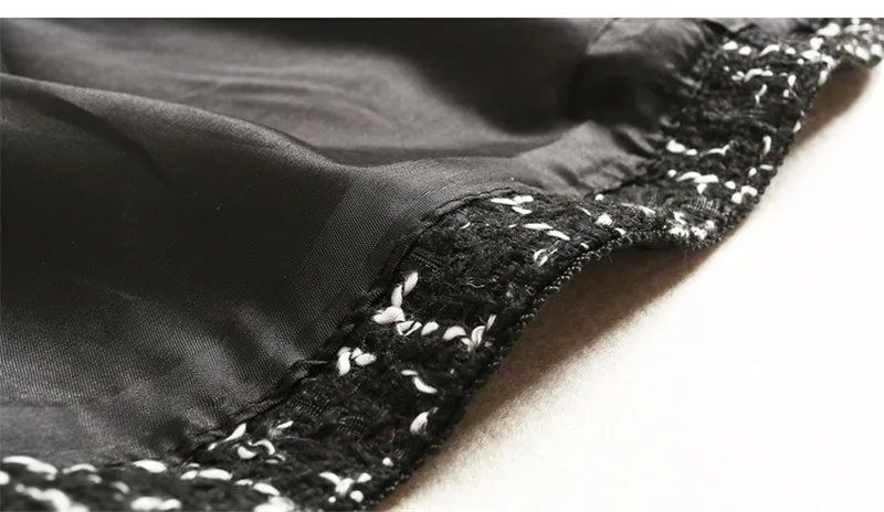 Осенне-зимнее женское платье Новая Мода Vestidos элегантный длинный рукав черный вязаный Топ и клетчатое твидовое шерстяное платье комплект из 2 предметов