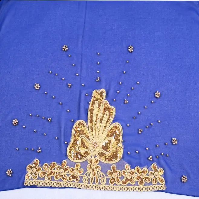 Beading Sequins Floral Muslim Head Scarves Chiffon Long Shawl Women Beautiful Wedding Hijabs Headscarf Arab Turban Head Wraps