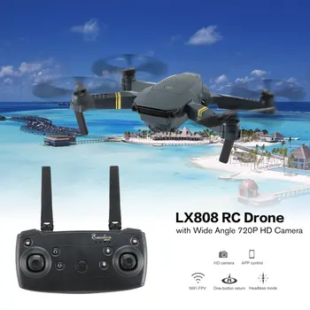 

LX808 2.4Ghz WIFI FPV Foldable RC Drone With Wide Angle HD Camera Altitude Hold Headless Mode RC Model Aircraft RTF