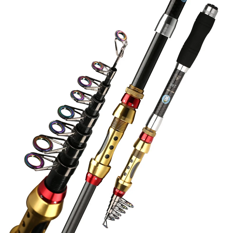 Short Ocean Rock Fishing Rod Telescopic Carbon Spinning Rod 1.8m 2.1m 2
