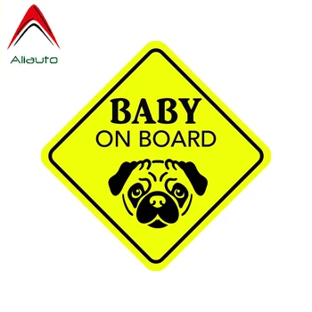 

Aliauto Caution Car Sticker Baby on Board Pug Decoration Decal PVC Sunscreen for Skoda Volvo Honda Civic Mitsubishi VW,14cm*14cm