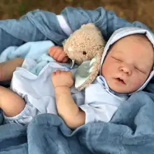 Mini poupée de nouveau né réaliste pour garçon, en Silicone, Anti Stress, 15 pouces 