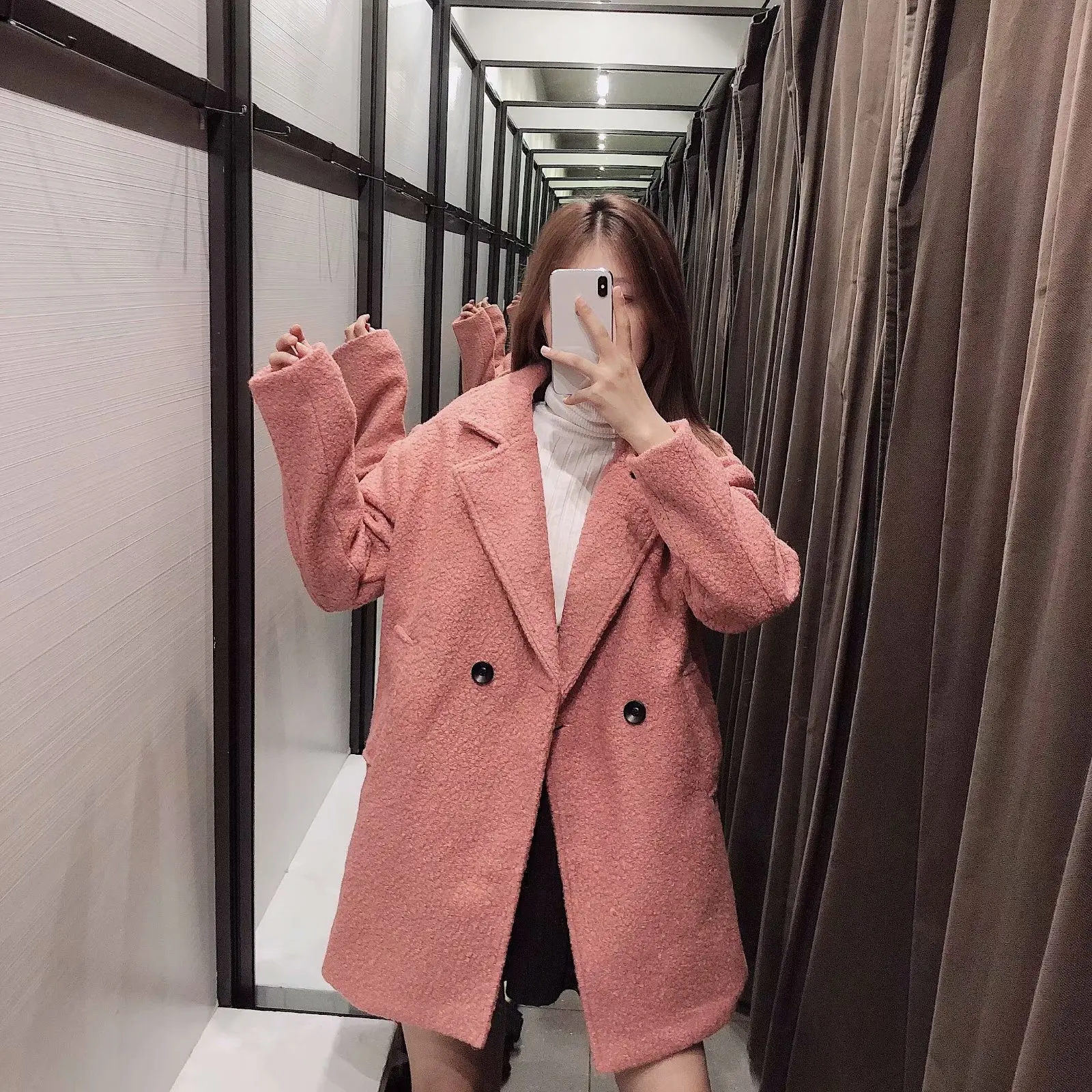 

2019 Autumn New Products European And American Streets Fashion Casual Simple Mid-length Woolen Coat 233-9498