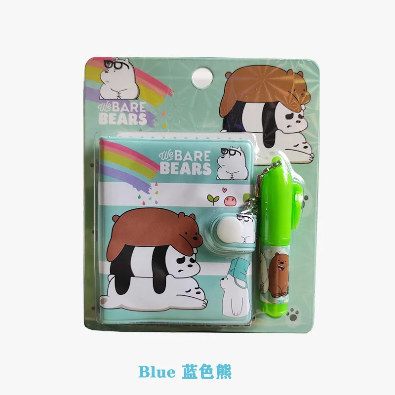 Blue Bear Мини Единорог блокнот с Фламинго с ручкой набор Kawaii животных медведи карманные блокноты для детей новые подарки студенческие канцелярские принадлежности - Цвет: Blue Bear